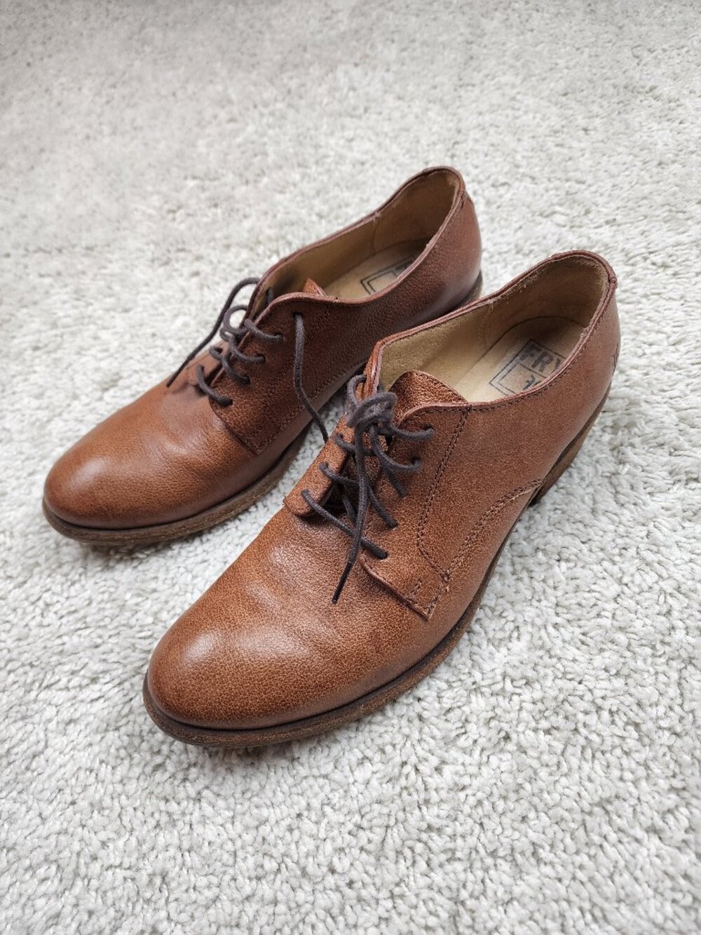 Frye Women's Brown Leather Lace-up Heeled Derby Shoes Size 8 B VTG Vintage USA
